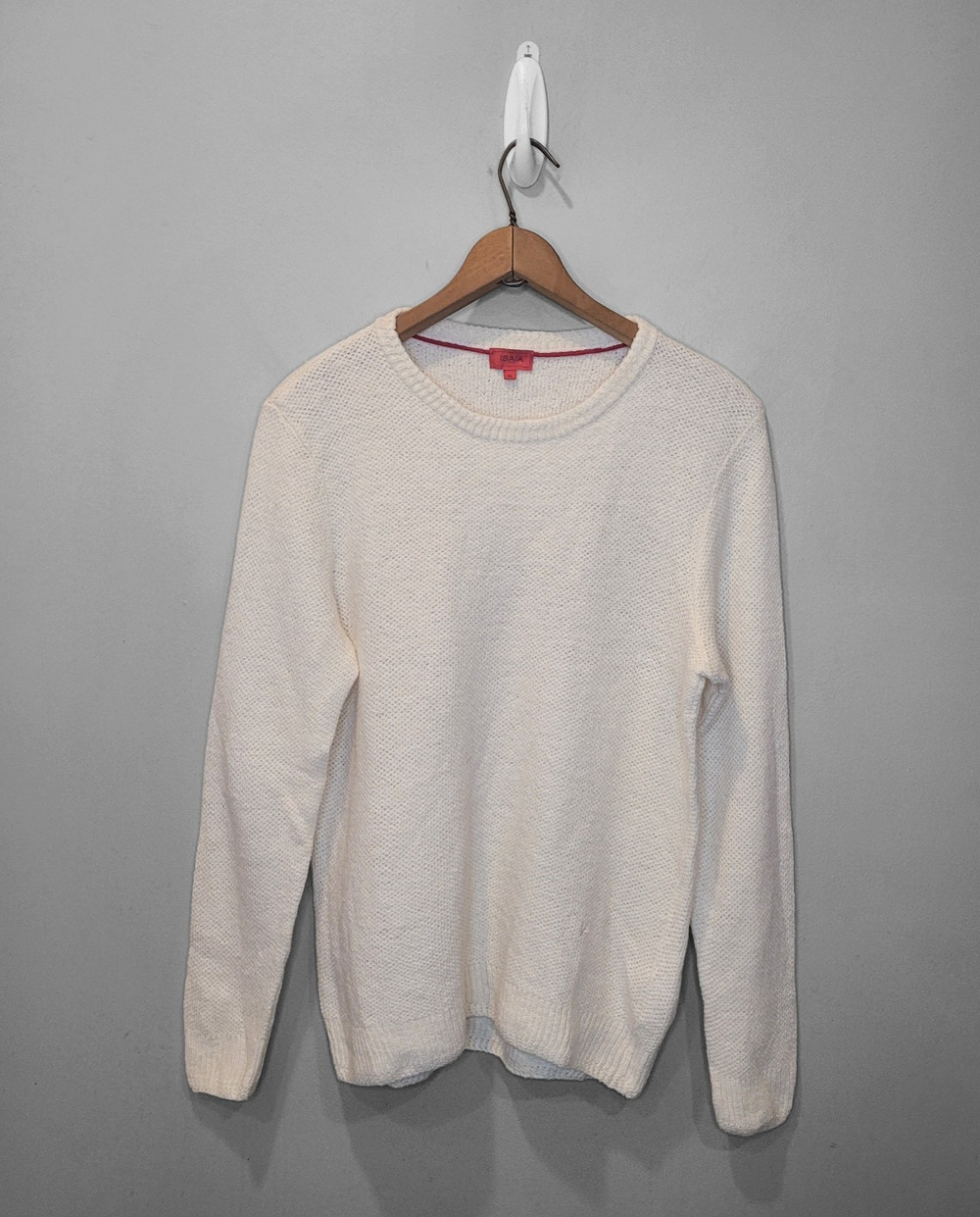 ISAIA Napoli Wool Linen Cream Girocollo Crewneck Sweater XL Quiet Luxury